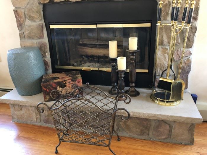 Candle Holders, Magazine Rack, Fireplace Tools