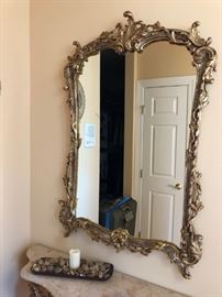 Ornate Mirror & Marble Top Table