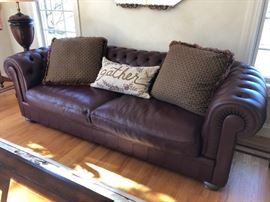 Natuzzi Leather Sofa w/ TuftedBack & Arms