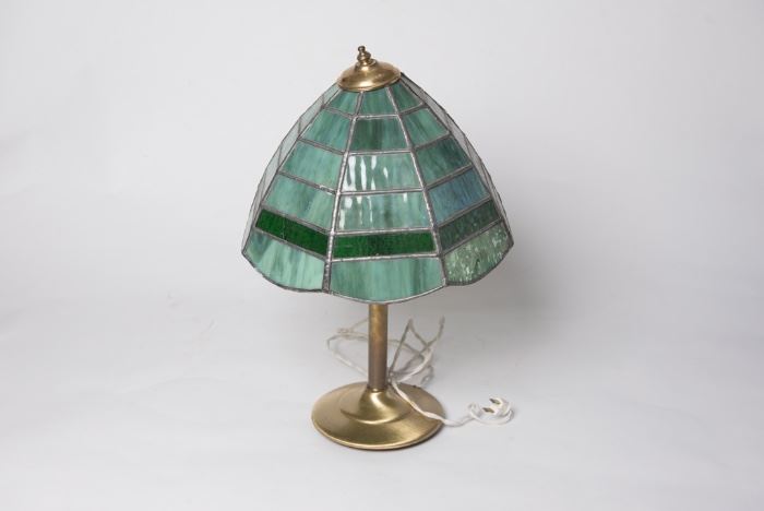 Stained Glass Lamp with Brass Base