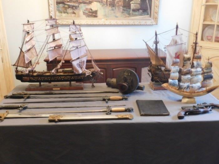 Model Ships and KNIGHTS OF PHITHIAS ceremonial swords