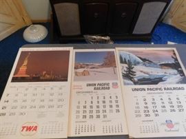 TWA and Union Pacific calender pages