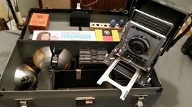 Vintage Graphlex camera with accessories 