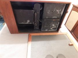 Homemade Lg format camera inside of a dovetail box.A very creative design and a super cool collectible to be sure