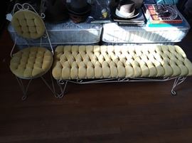 Vintage parlor chair and bench 