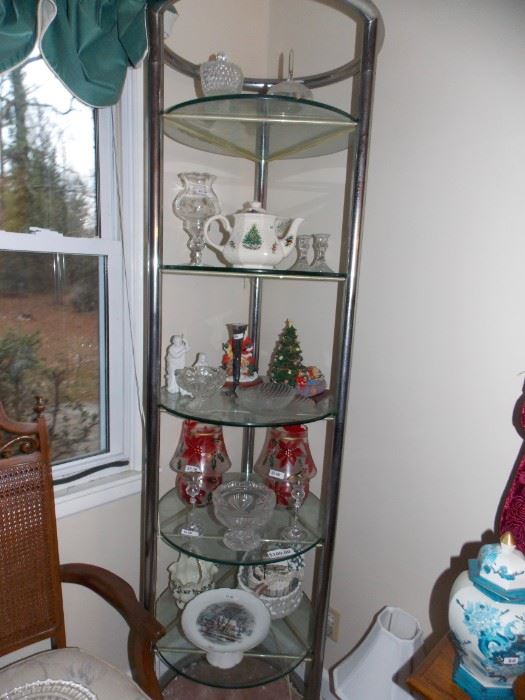 2 nice round glass display shelves