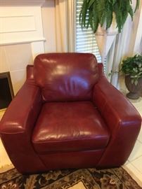 red leather chair & ottoman
