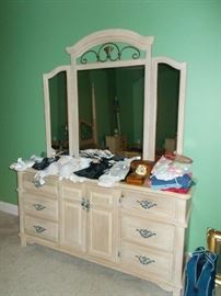 dresser with tri fold mirror, lingerie