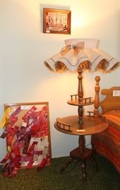 Table lamp/end table.  Great ruffle shade!