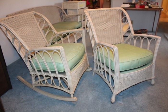 Antique wicker rocker and chair.