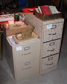 File cabinets and cookbooks.