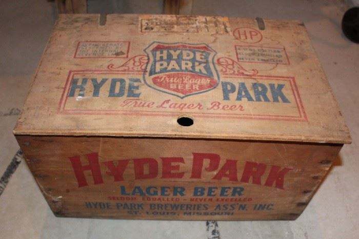 We have lots of great antiques at our sale this weekend.
 Hyde Park Beer crate.