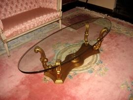 Hors d'ouevres table, Glass Top, Ornate Base