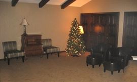 Accent Chairs for Entertainment Room or Living Room, lighted Christmas Tree
