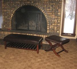 Bench & ottoman & fireplace tools