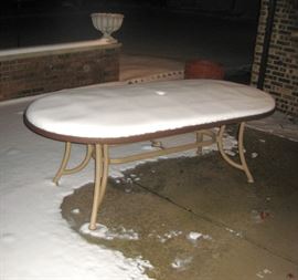 Patio Table has 6 Chairs, heavy Cement Pot too