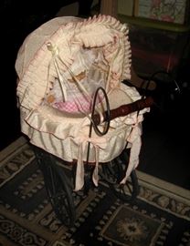 Small Baby Carriage with black metal base