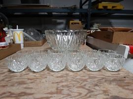 Punch Bowl w Cups and Ladle