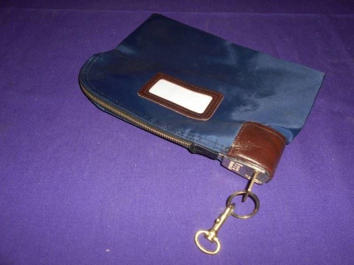 Blue Lockable Bank Bag with Key