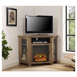 48 Wood Corner Fireplace Media TV Stand Console ...