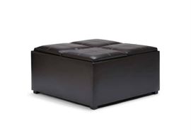 Avalon Coffee Table Storage Ottoman with 4 Serving ...
