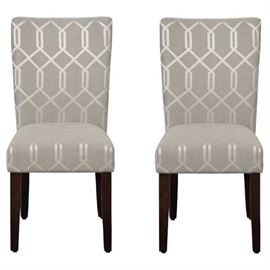 Parson Dining Chair Wood Gray Lattice Set of 2  ...