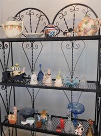 Decorative Metal Shelving Unit/Fenton Glass  