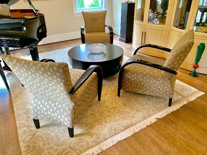 David Edward "Maxine" upholstered chairs surround HBR round table.