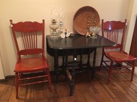 gate leg table, painted chairs