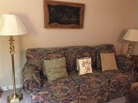 sofa in great shape and matching lamps.