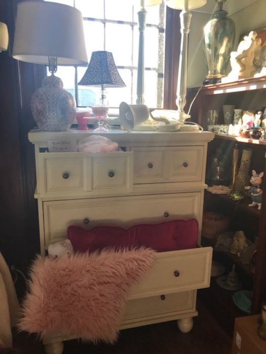 Two white cottage style dressers.  Buy one or both!  Heavy, substantial pieces.  Like new