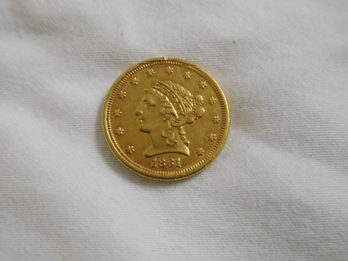 1861 2 1/2 Dollar Gold Piece