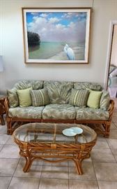 South Sea rattan sofa and coffee table