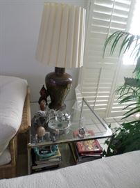 Pr. MId-Century Bronze Color Lamps with shades