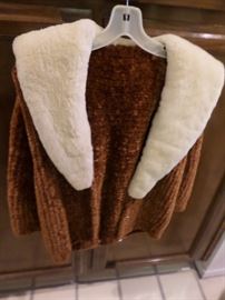 Chenille Sweater, Sheared Rabbit Fur Collar