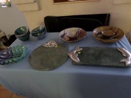 Pottery Items & Marble Cheese Boards