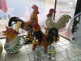 Roosters, Roosters & more Roosters, Mikasa CAndle Holders,