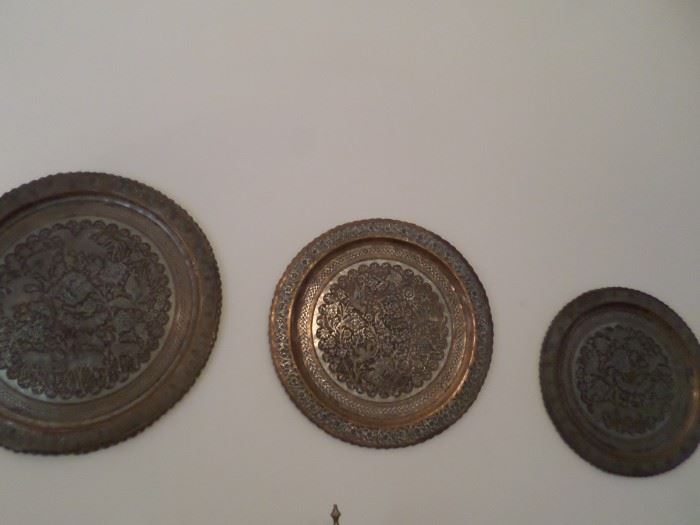 Middle Eastern Etched Brass Plates-X Large & Large