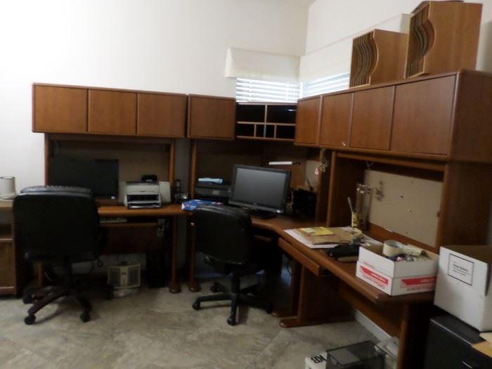 Office work center ( 3 sections/ Buy 1 or all 3, 2 desk chairs, printer, office supplies