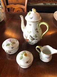 Herend Rothschild Tea set, Teapot, Creamer & Sugar