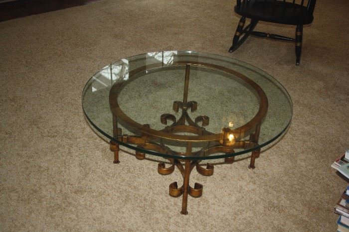 MID CENTURY GLASS TOP COFFEE TABLE