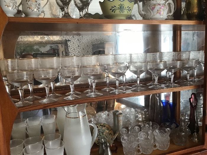 Fostoria Crystal Goblets, vintage pitcher/glasses