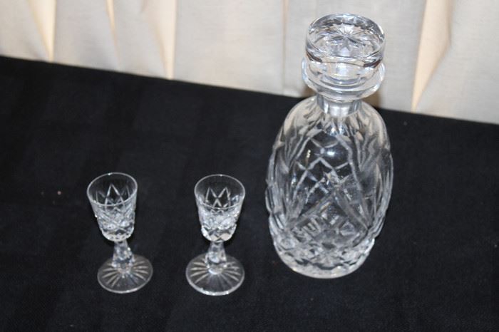 crystal decanter and cups