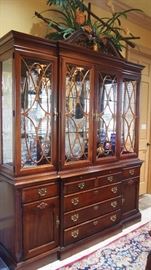 Mahogany China Cabinet FULL of Waterford and Tiffany Crystal some with boxes