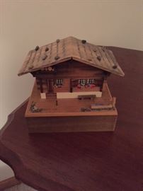 Wooden Chalet Type Music Box.