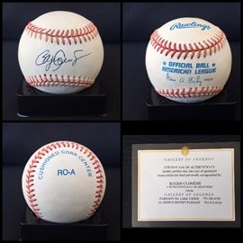 Signed and certified baseball by ROGER CLEMENS. It also comes with an acrylic case. He will most likely become a HOF, which will increase the price of this ball. Estate sale price: $250