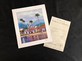 "Reflections" 2002 Signed Seriolithograph by Alex Pauker with COA. 8.5" x 7". Estate sale price: $20