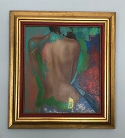 "Piel" by Pedro Ricart in 1999. Original acrylic on canvas. 22" x 25" Estate sale price: $3,250