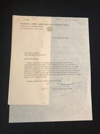 965 letter from Governor Roberto Sanchez Vilella. $200