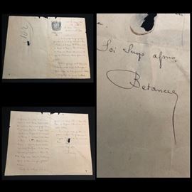 May 1998 Unique and a great piece of history letter from Ramon Emeterio Betances to Tomas Estrada Palma , the first Cuban President after the Hispanoamerican War on that same year. He was introducing Dr. F.F. Falco, a friend and an allied to the Carribbean, Cuban and Puerto Rican Political Affairs issues by the time. Betances was the primary instigator of the famous "Grito de Lares" revolution and is considered to be the father of the Puerto Rican independence movement. Graduated as a doctor in medicine from the University of Paris, Betances  was a Poet, literate and a distinguished puertorrican who lived to serve the countries of the caribbean region. He died  on September 16, 1898, just four months after writing this letter.        $2,500